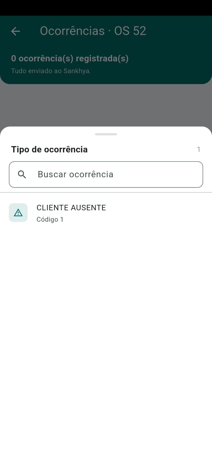 Registro de ocorrência no aplicativo TaskCheck
